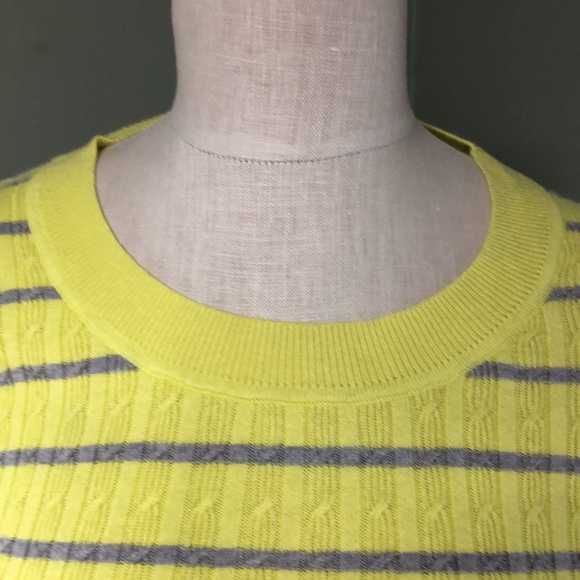 Banana Republic Sweater Ribbed Yellow Stripe Cotton Rayon Small EUC - Picture 2 of 8